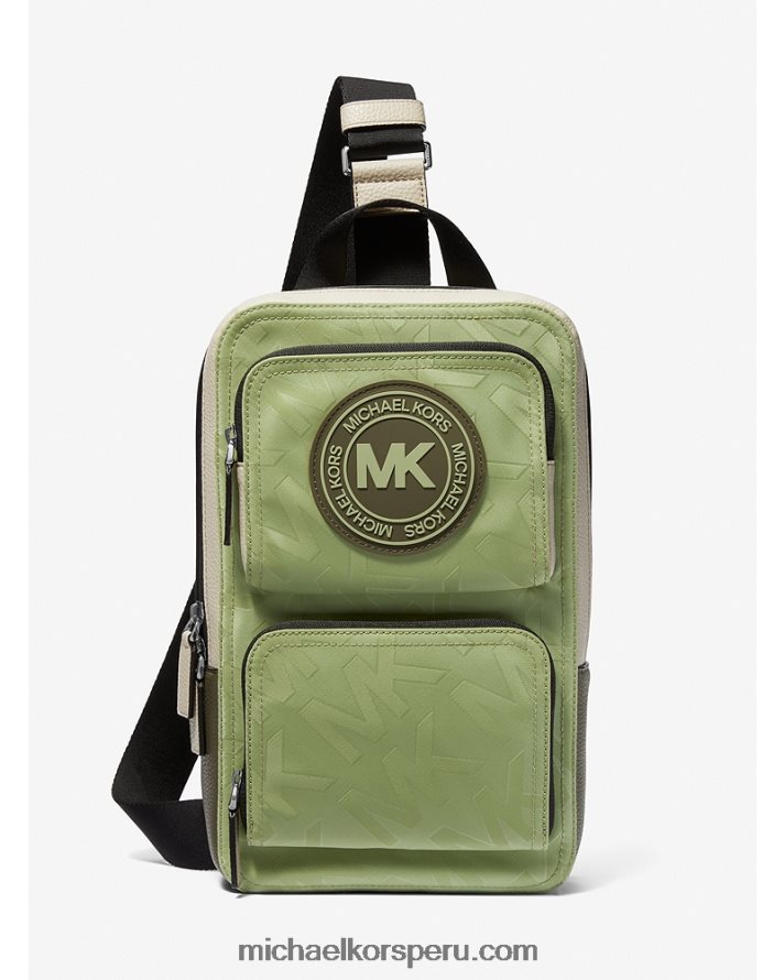 Z48V791 es sabio mujer Michael Kors riñonera de nailon en jacquard con logo kent