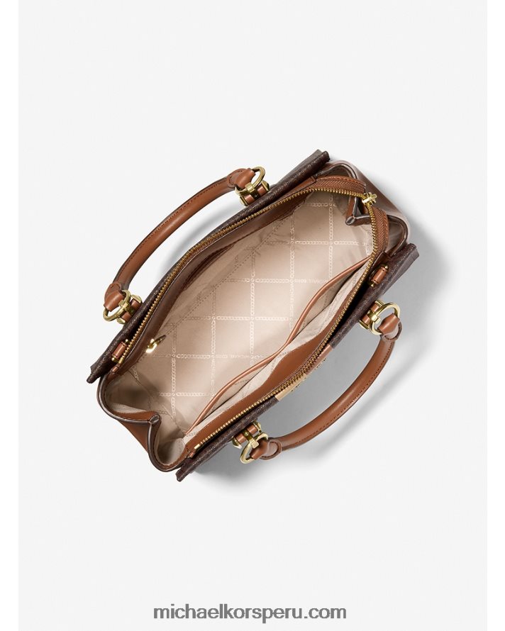 Z48V829 marrón/equipaje mujer Michael Kors bolso satchel marilyn mediano con franja del logo