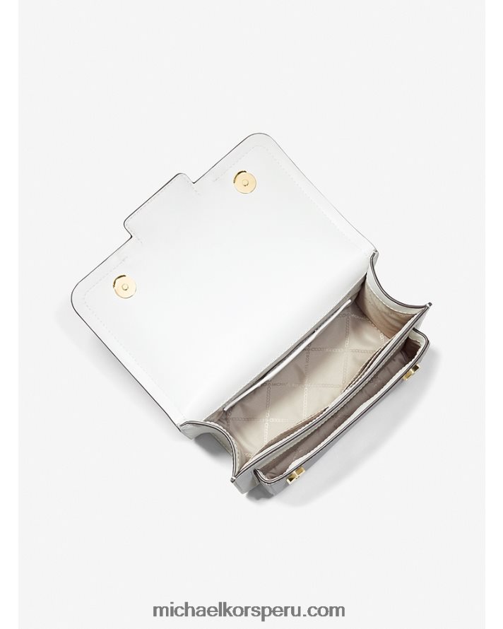 Z48V841 Blanco óptico mujer Michael Kors bolso de hombro grande de piel jaspeada