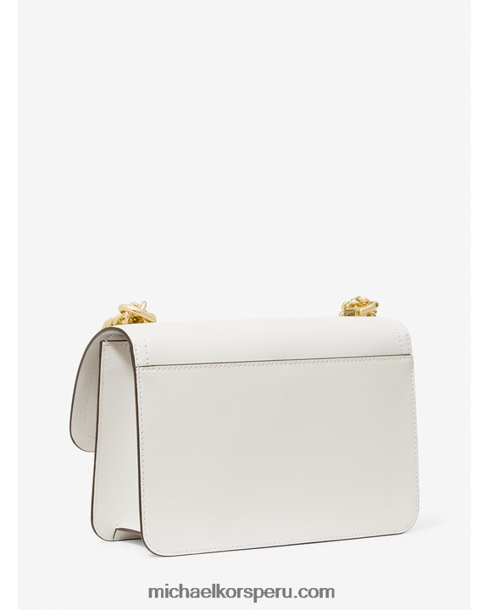 Z48V841 Blanco óptico mujer Michael Kors bolso de hombro grande de piel jaspeada