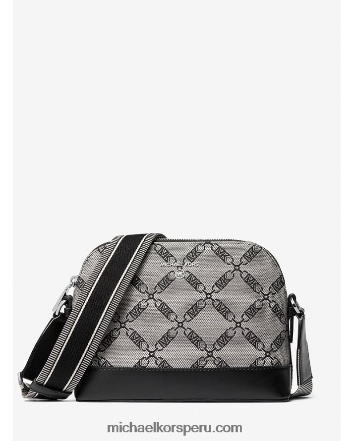 Z48V846 natural/negro mujer Michael Kors jet set bandolera grande con cúpula en jacquard y logo imperio