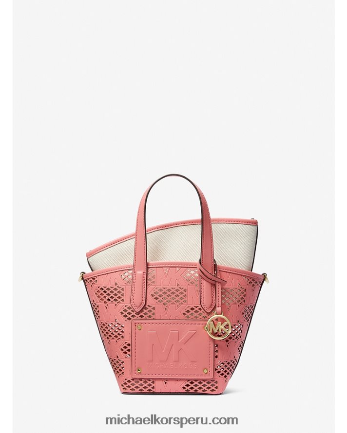 Z48V868 Rosa de té mujer Michael Kors bolso tote kimber pequeño 2 en 1 de piel sintética grabada y perforada