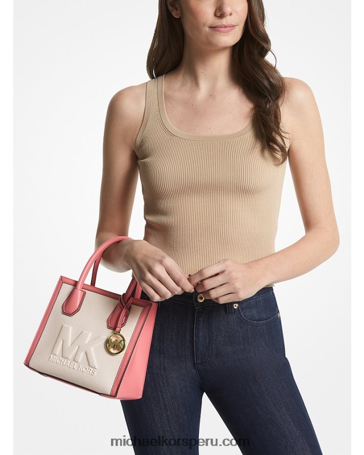 Z48V870 Rosa de té mujer Michael Kors bolsa crossbody mercer mediana en lona de algodón con logo en relieve