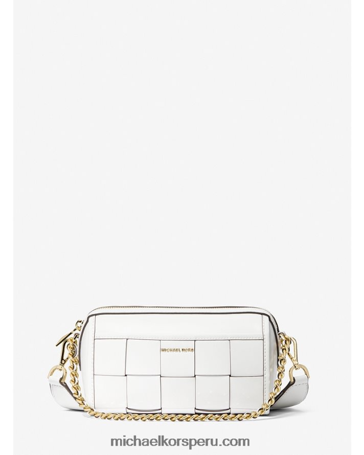 Z48V883 Blanco óptico mujer Michael Kors bolsa crossbody jet set pequeña de piel entretejida
