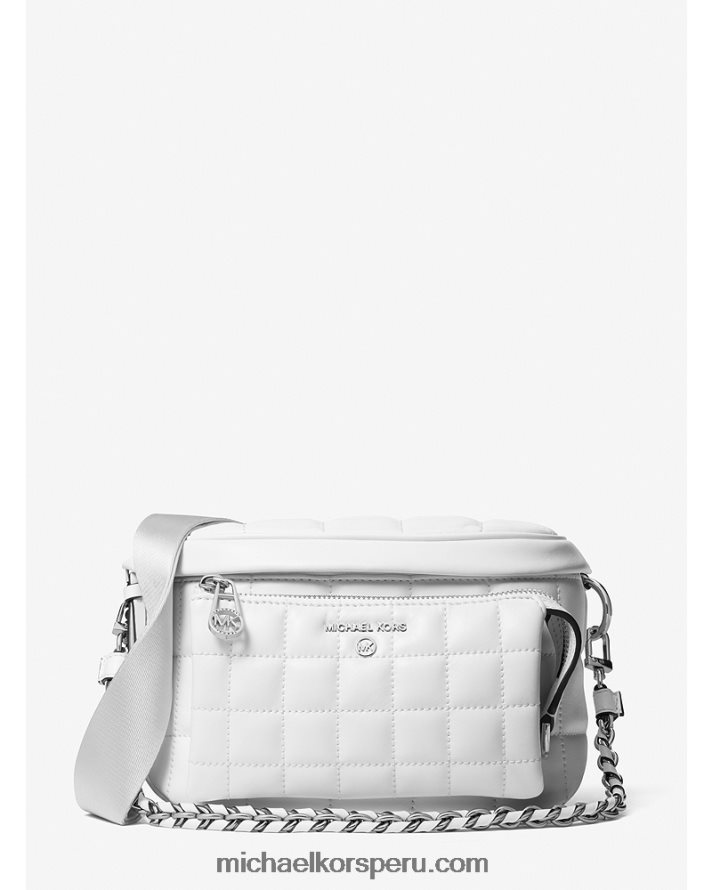 Z48V884 Blanco óptico mujer Michael Kors riñonera slater mediana de piel acolchada