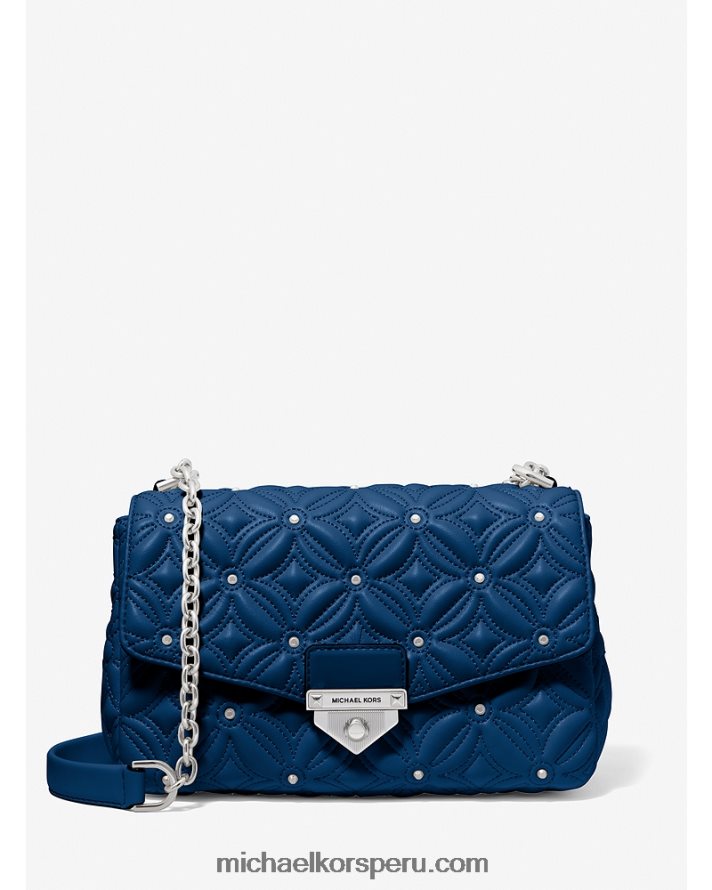 Z48V890 río azul mujer Michael Kors bolso de hombro soho grande de piel sintética acolchada con tachuelas