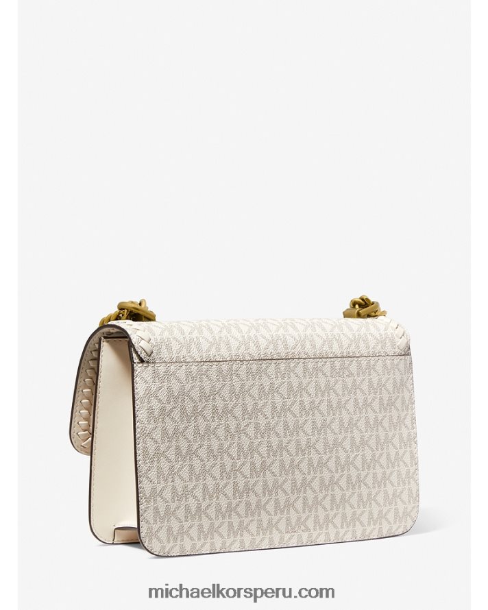 Z48V895 furgoneta/crema mujer Michael Kors bolso de hombro jaspeado con logo grande