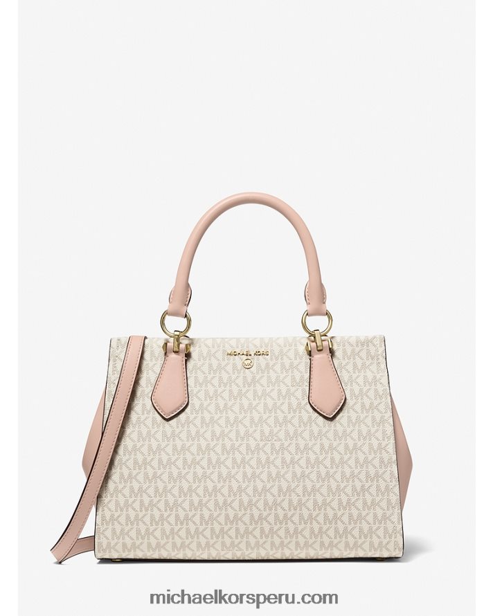 Z48V899 vainilla/rosa suave mujer Michael Kors bolso satchel marilyn mediano con logo