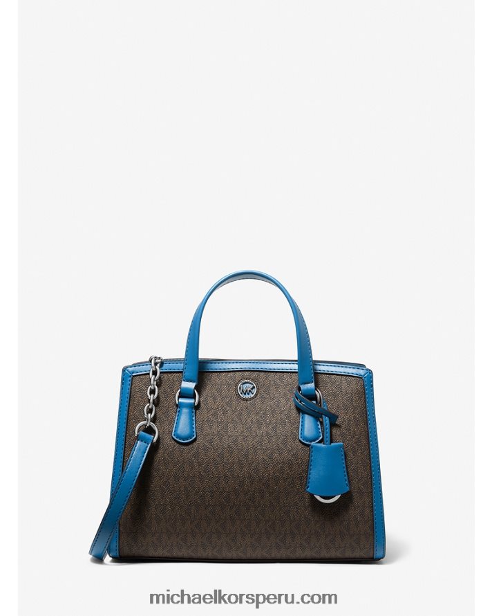 Z48V918 patrimonio azul mujer Michael Kors bolsa messenger Chantal pequeña con logo