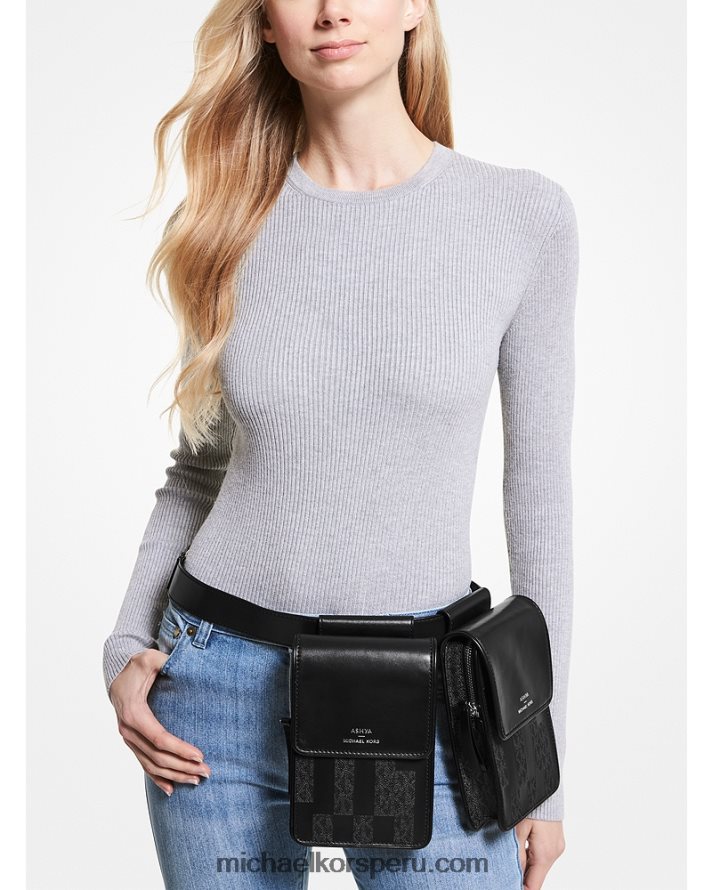 Z48V937 combo negro mujer Michael Kors bolso multiusos de piel y firma ashya x saga