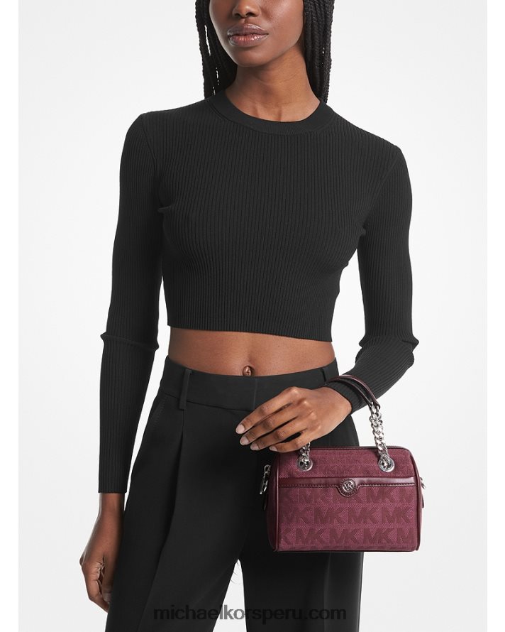 Z48V942 merlot mujer Michael Kors bolsa crossbody blaire extrapequeña con logo en jacquard