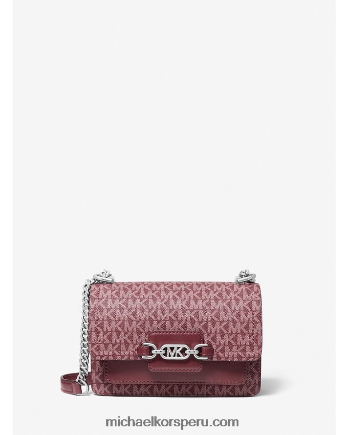Z48V949 merlot mujer Michael Kors bolsa crossbody extrapequeña jaspeada con logo