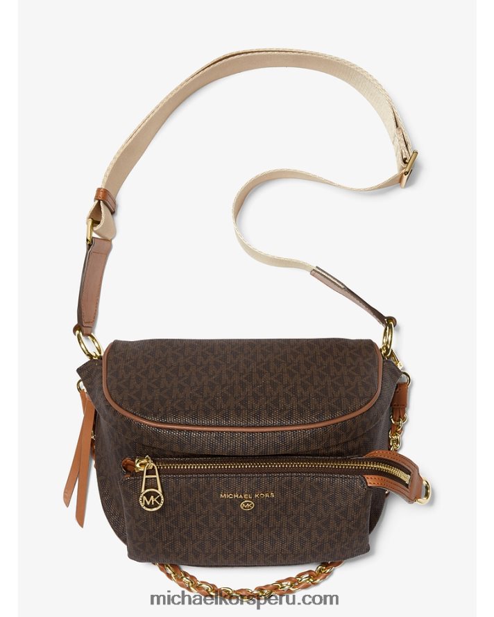 Z48V959 marrón/bellota mujer Michael Kors riñonera slater mediana con logo
