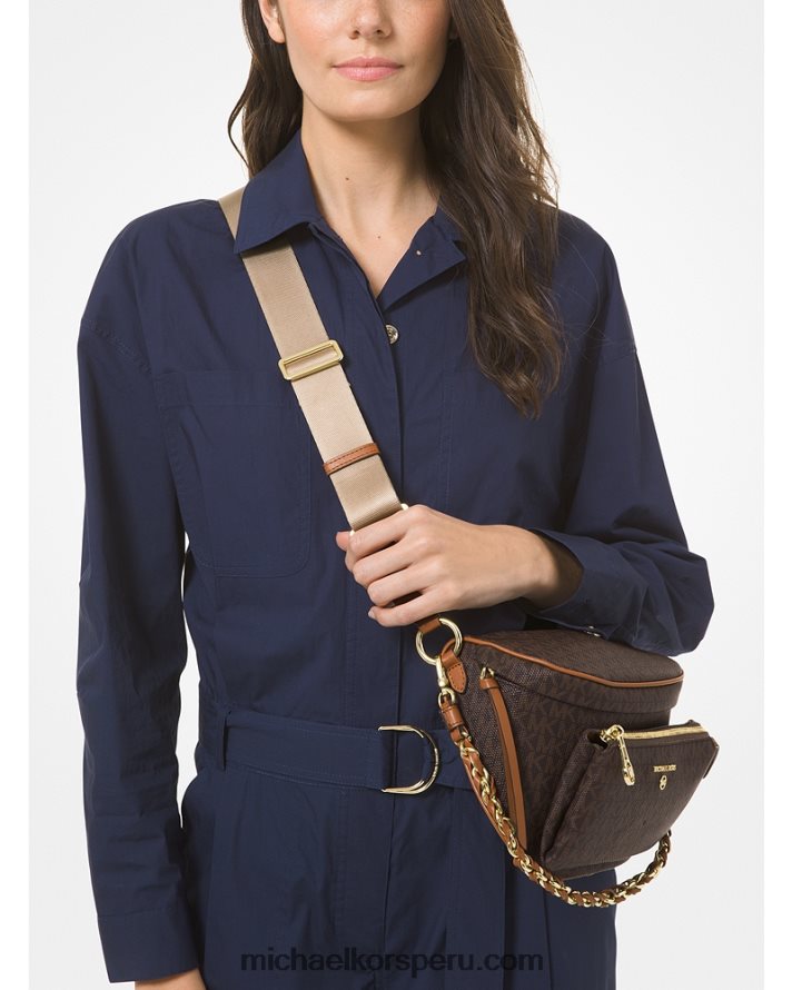 Z48V959 marrón/bellota mujer Michael Kors riñonera slater mediana con logo