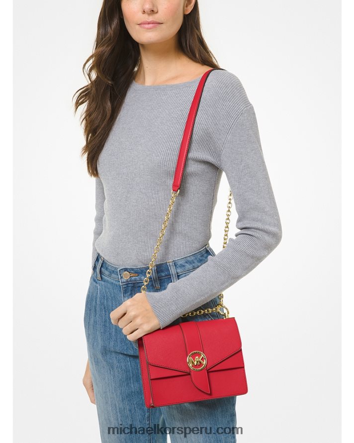 Z48V964 carmesí mujer Michael Kors bolsa crossbody greenwich pequeña de piel saffiano