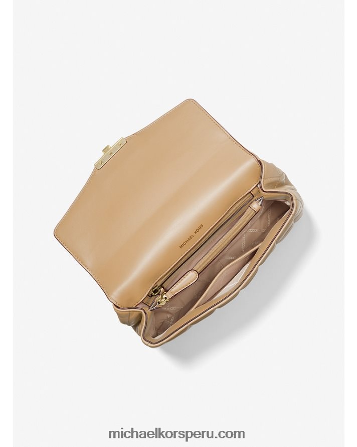 Z48V973 camello mujer Michael Kors bolsa de hombro soho grande de piel acolchada