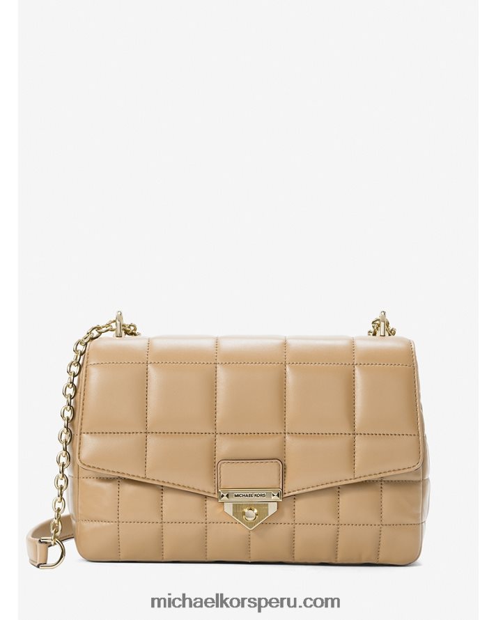Z48V988 camello mujer Michael Kors bolso de hombro soho extragrande de piel acolchada