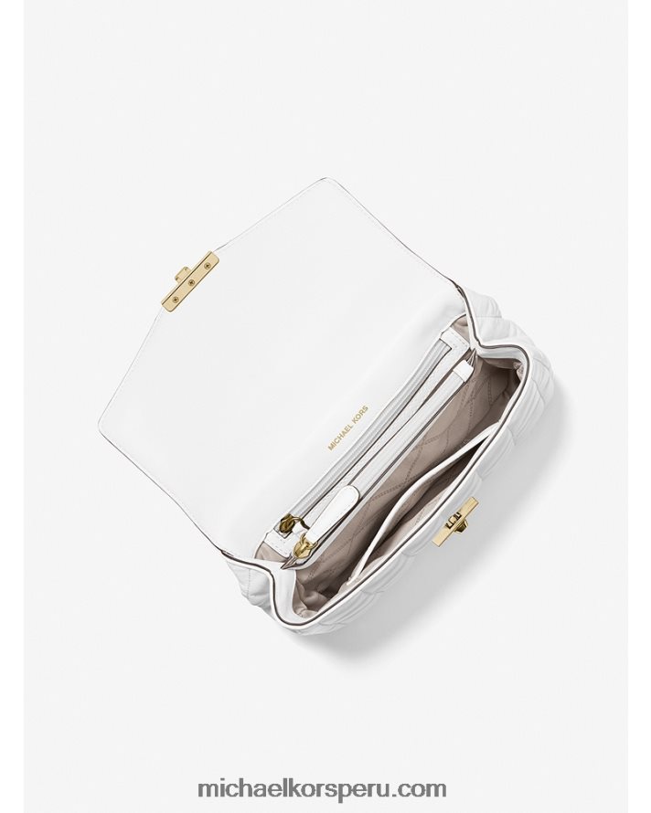 Z48V994 Blanco óptico mujer Michael Kors bolsa de hombro soho grande de piel acolchada