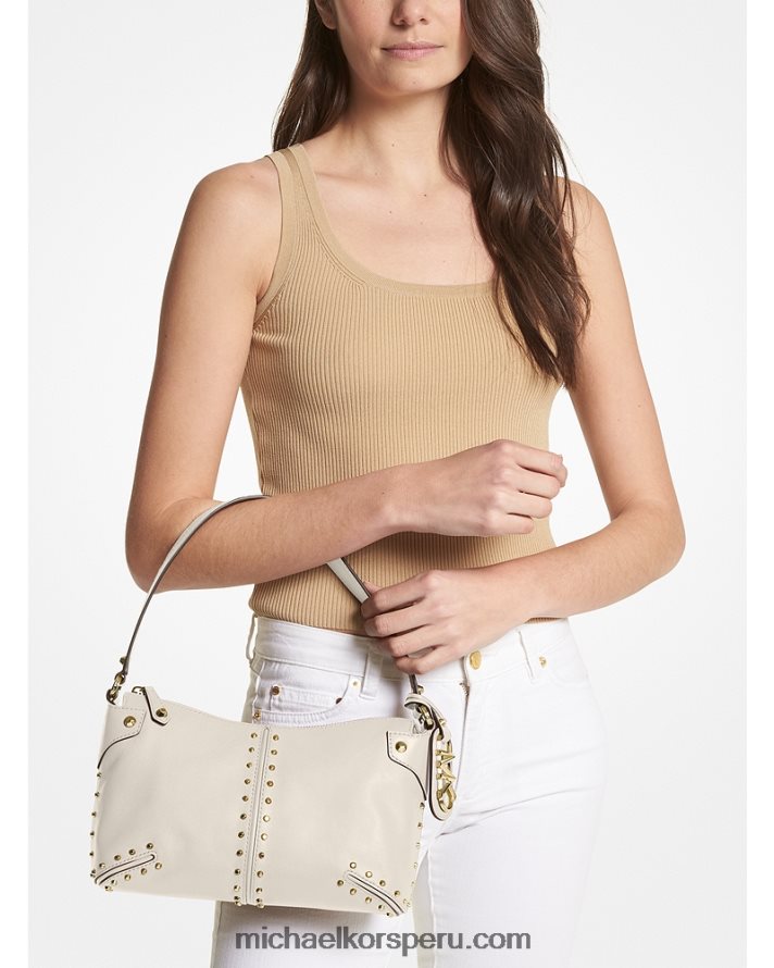Z48V1290 es crema mujer Michael Kors bolso de hombro astor grande de piel con tachuelas