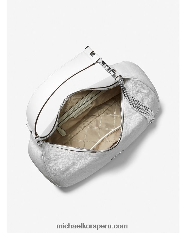 Z48V1298 Blanco óptico mujer Michael Kors bolso de hombro piper grande de piel granulada