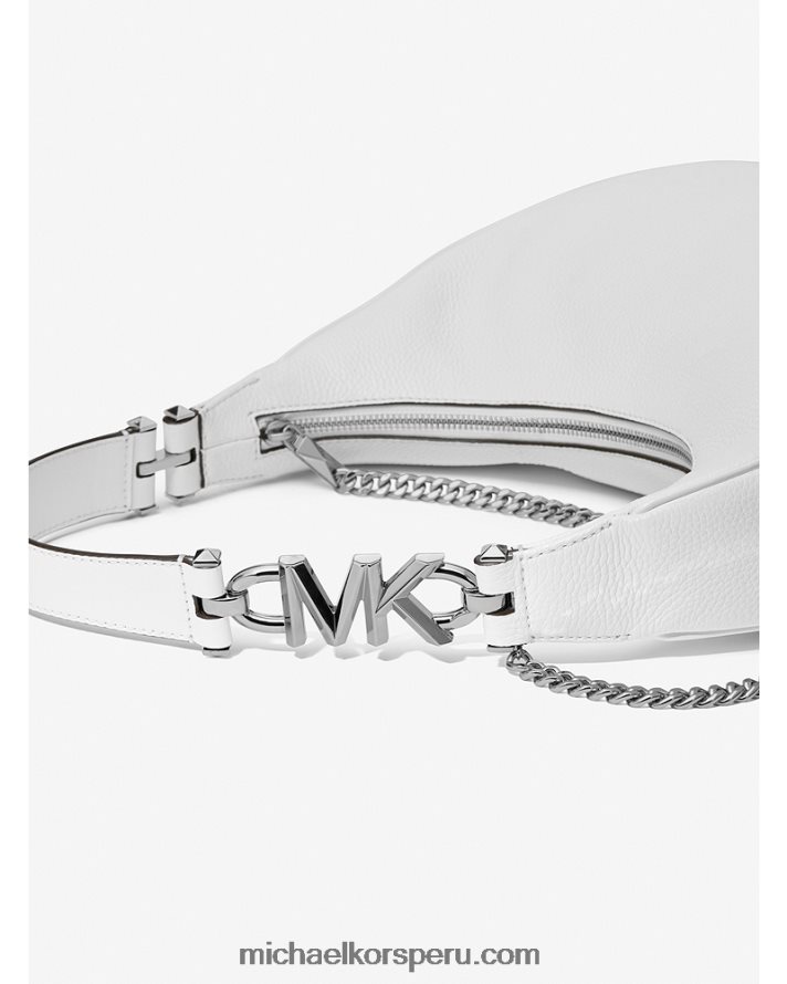 Z48V1298 Blanco óptico mujer Michael Kors bolso de hombro piper grande de piel granulada