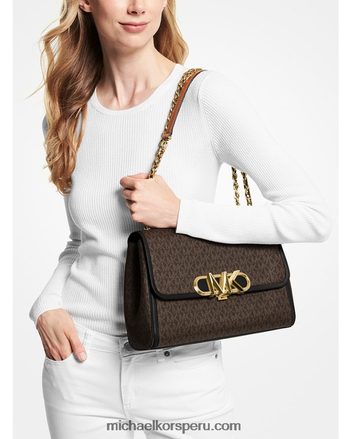 Z48V1303 marrón/negro mujer Michael Kors bolsa de hombro parker extragrande con logo