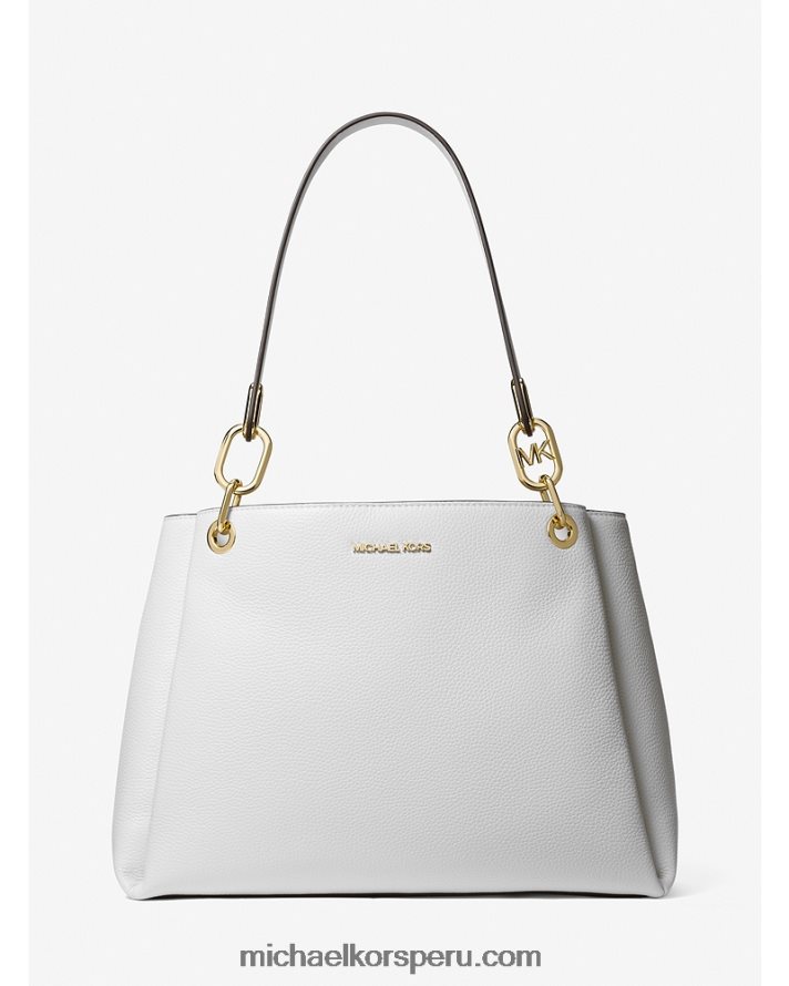 Z48V1318 Blanco óptico mujer Michael Kors bolso de hombro trisha grande de piel granulada