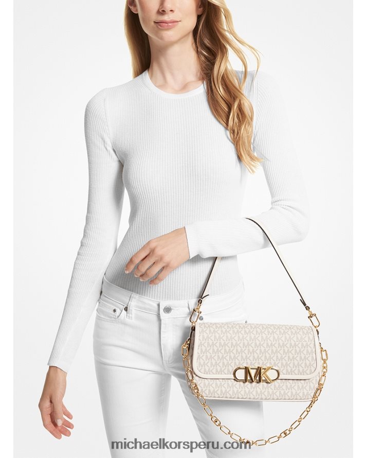 Z48V1320 furgoneta/crema mujer Michael Kors bolsa de hombro Parker mediana con logo