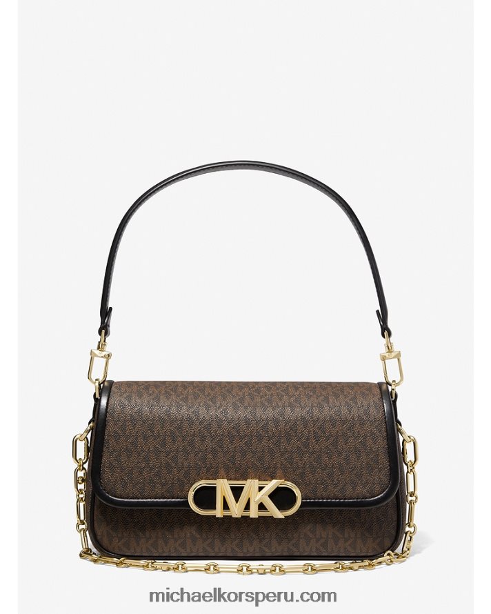 Z48V1322 marrón/negro mujer Michael Kors bolsa de hombro Parker mediana con logo