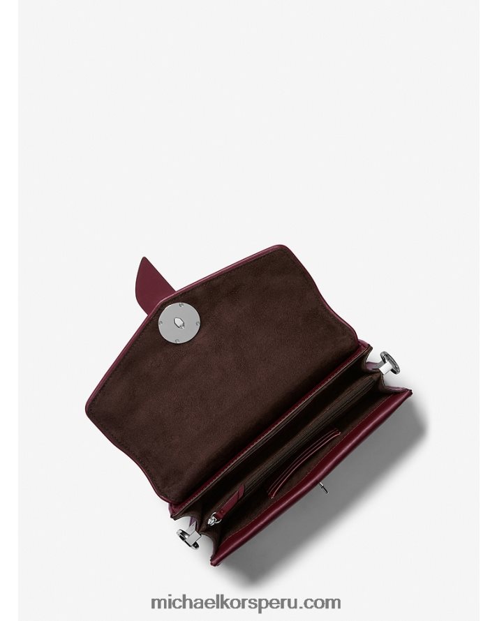 Z48V1330 merlot mujer Michael Kors bolsa de hombro Greenwich mediana en jacquard con logo