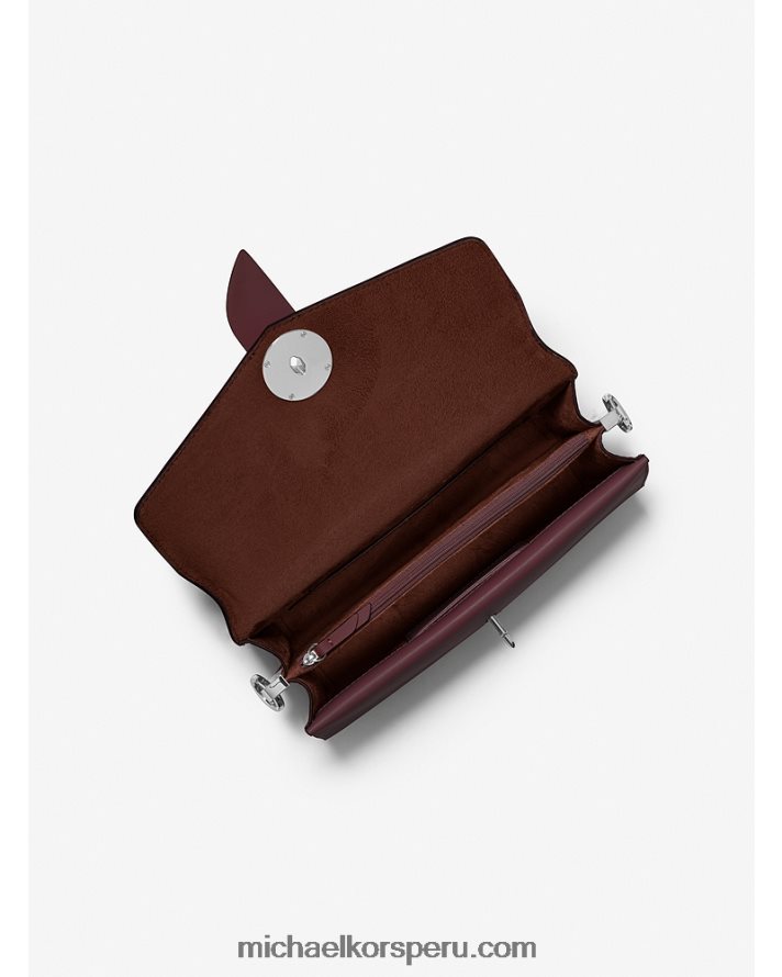 Z48V1331 merlot mujer Michael Kors bolsa de hombro Greenwich mediana de piel saffiano con tachuelas