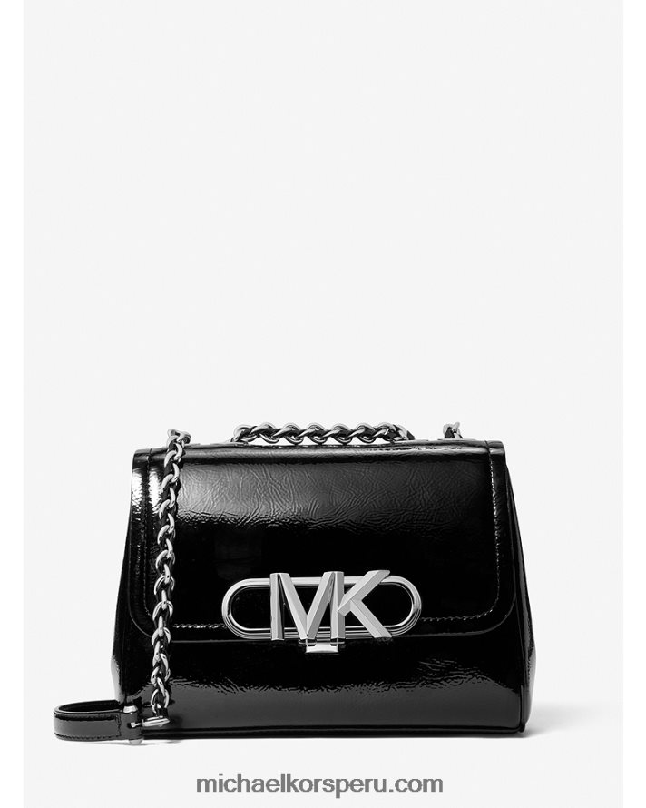 Z48V1333 negro mujer Michael Kors bolso de hombro parker mediano de charol arrugado