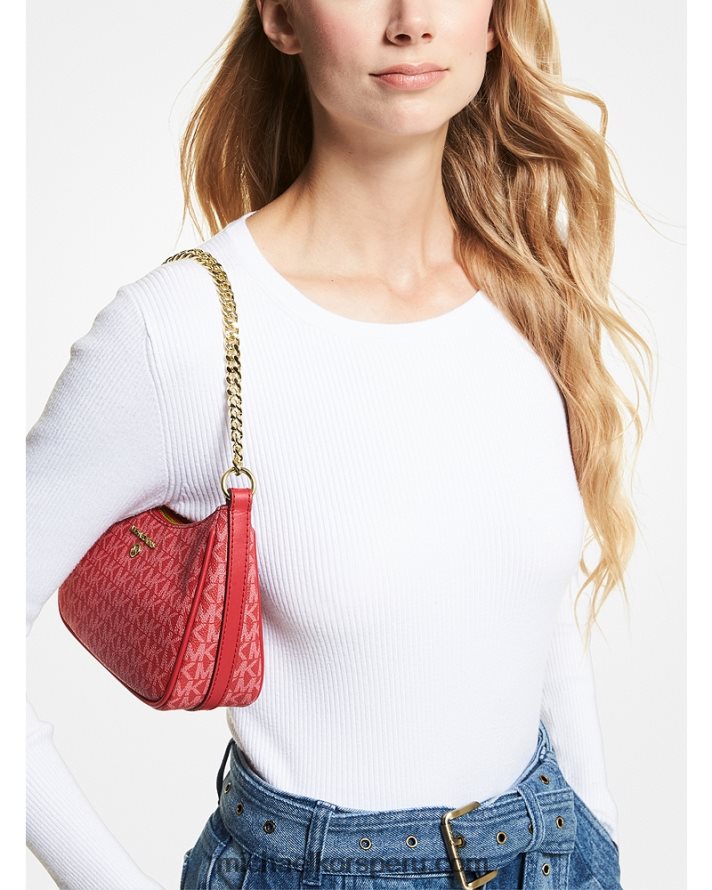 Z48V1357 carmesí mujer Michael Kors bolso de mano pequeño con logo