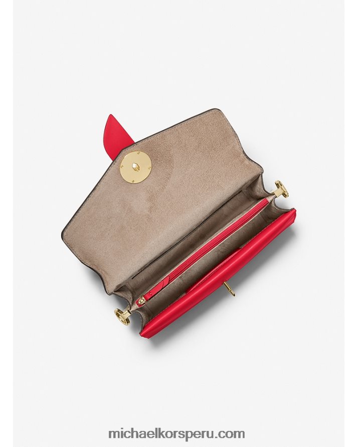 Z48V1364 carmesí mujer Michael Kors bolsa de hombro Greenwich mediana convertible en piel saffiano con tachuelas