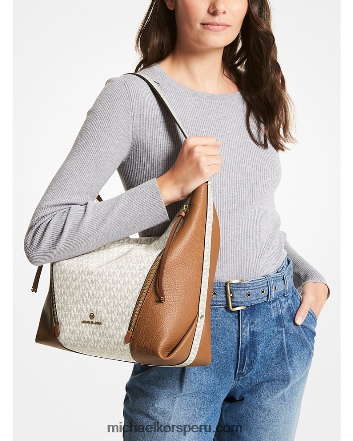 Z48V1384 vainilla/bellota mujer Michael Kors bolso de hombro brooklyn grande con logo