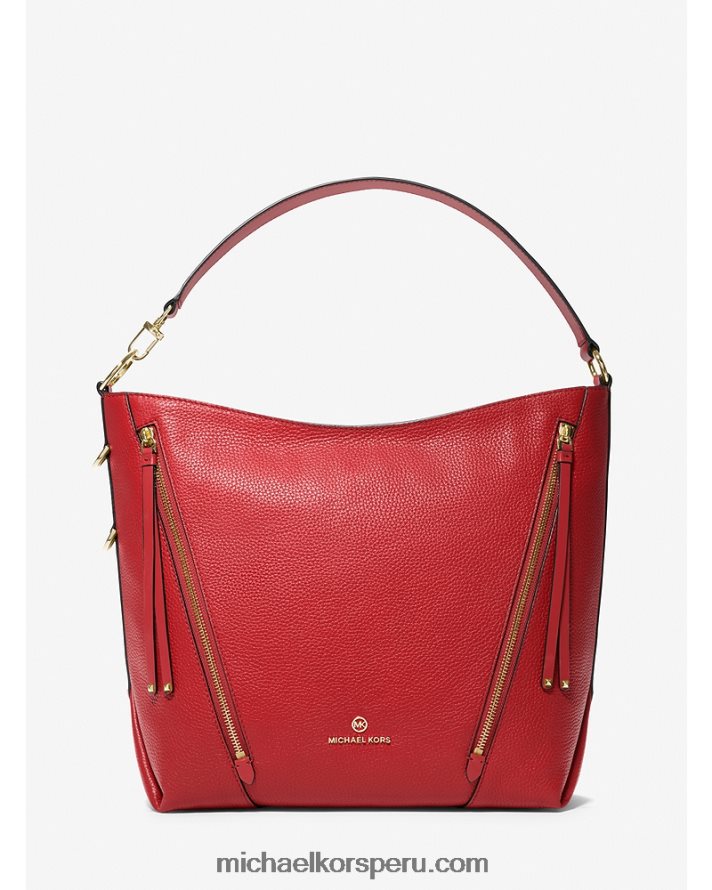 Z48V1387 carmesí mujer Michael Kors bolso de hombro brooklyn grande de piel granulada