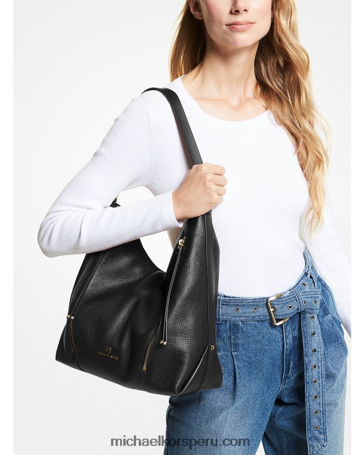 Z48V1391 negro mujer Michael Kors bolso de hombro brooklyn grande de piel granulada