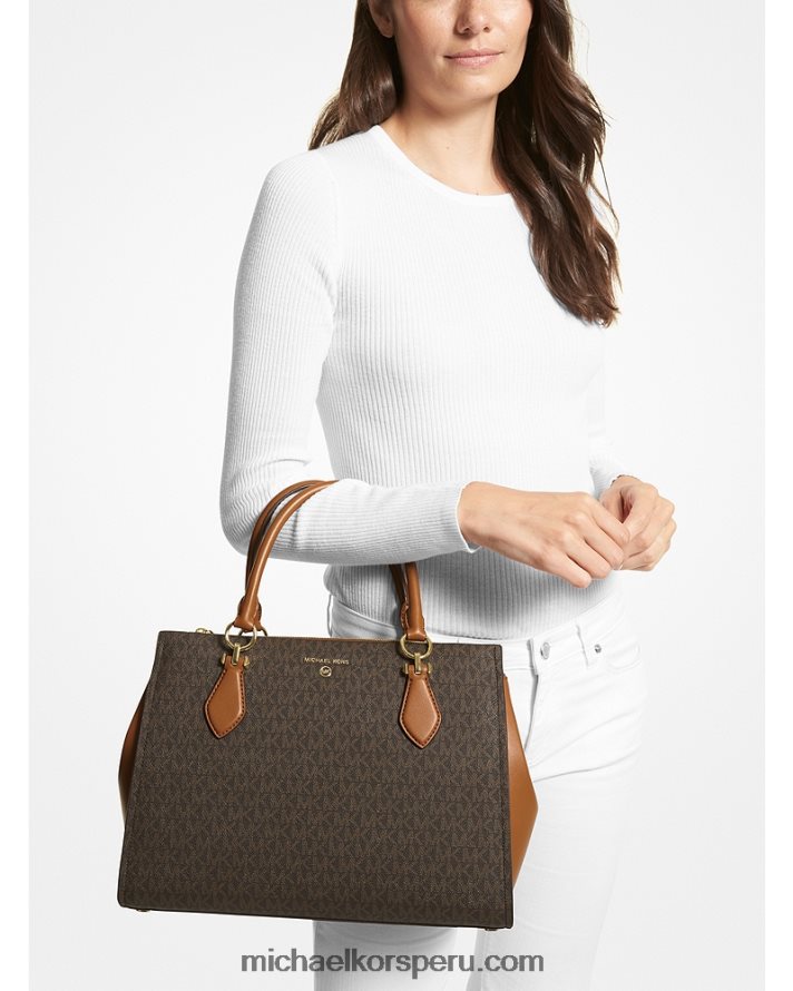 Z48V1393 marrón/bellota mujer Michael Kors cartera marilyn grande con logo