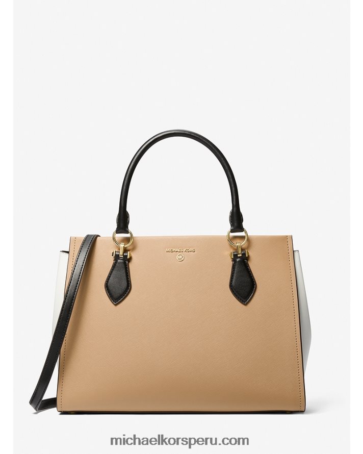 Z48V1394 negro/camello mujer Michael Kors bolso satchel marilyn grande de piel saffiano color block