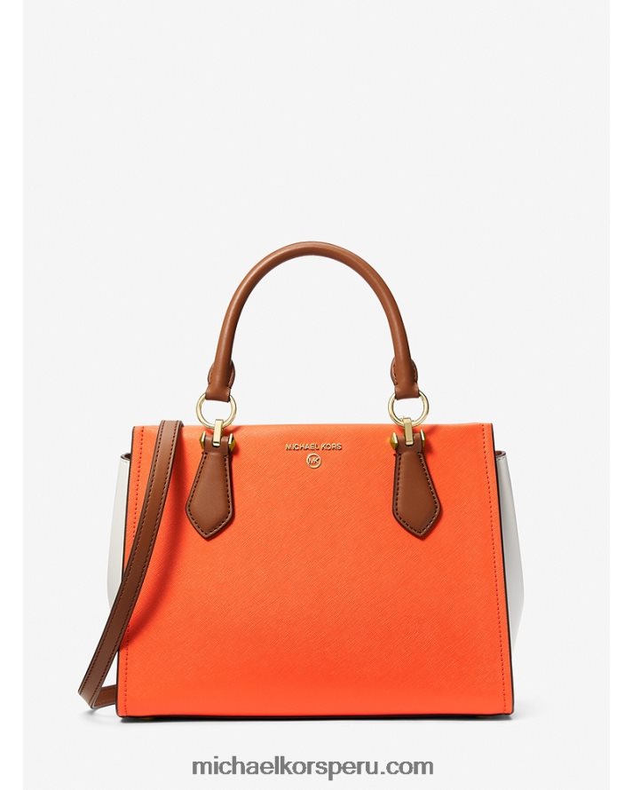 Z48V1395 naranja óptica multi mujer Michael Kors bolso satchel marilyn mediano de piel saffiano color block