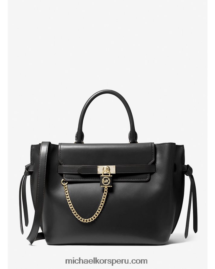 Z48V1415 negro mujer Michael Kors bolso satchel hamilton legacy grande de piel con cinturón