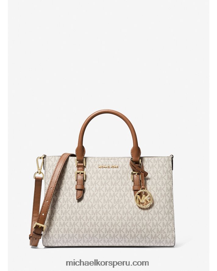 Z48V1433 vainilla/bellota mujer Michael Kors bolso satchel mediano 2 en 1 con logo y piel sintética