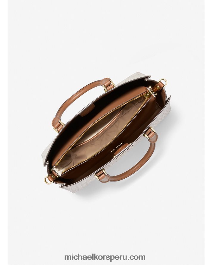 Z48V1433 vainilla/bellota mujer Michael Kors bolso satchel mediano 2 en 1 con logo y piel sintética