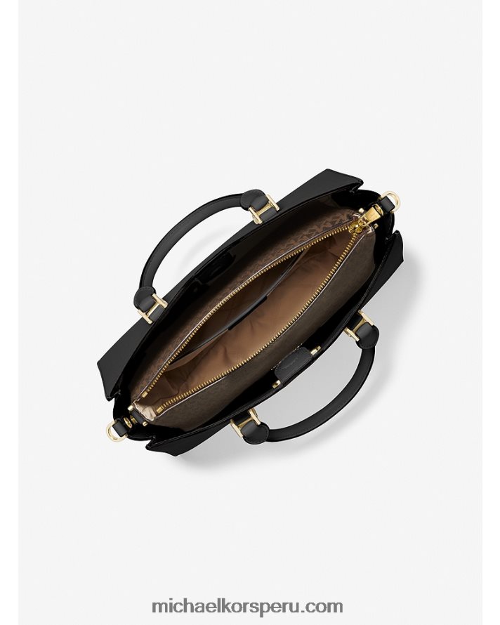 Z48V1434 negro mujer Michael Kors bolso satchel 2 en 1 mediano Sally de piel saffiano y logo