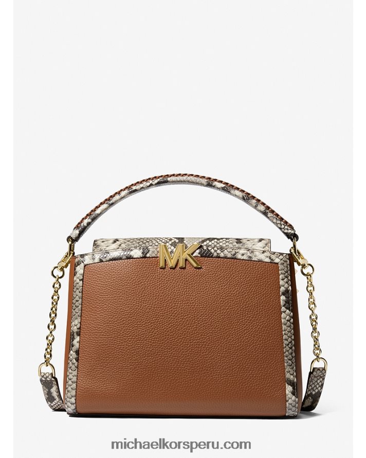 Z48V1443 equipaje mujer Michael Kors satchel mediano karlie de piel granulada y con grabado de serpiente