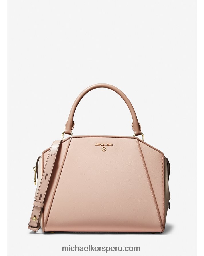 Z48V1450 sfp/ltcr/fwn mujer Michael Kors bolso satchel Cleo mediano de piel saffiano con bloques de color