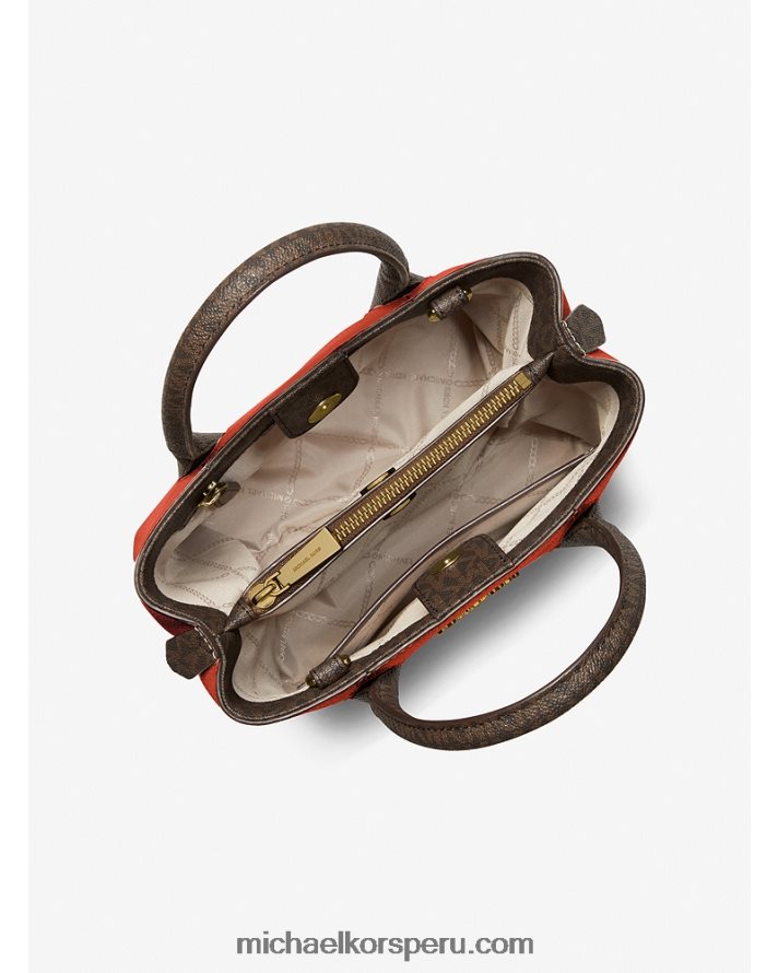 Z48V1473 Naranja intenso mujer Michael Kors bolso messenger austin mediano de piel granulada