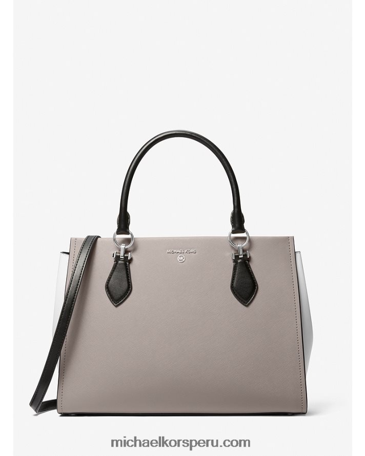Z48V1481 pgry/opt/negro mujer Michael Kors bolso satchel marilyn grande de piel saffiano color block