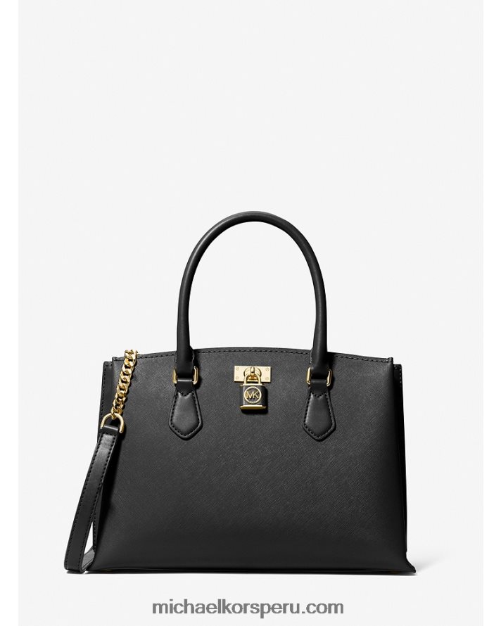 Z48V1483 negro mujer Michael Kors bolso satchel mediano ruby ​​de piel saffiano