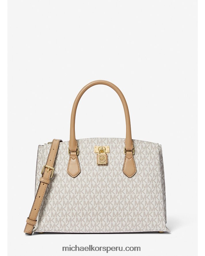 Z48V1484 camello mujer Michael Kors bolso satchel rubí mediano con logo